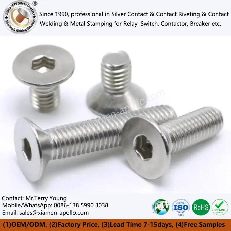 Flat-höfuð sexhyrnings fals ryðfríu stáli skrúfur